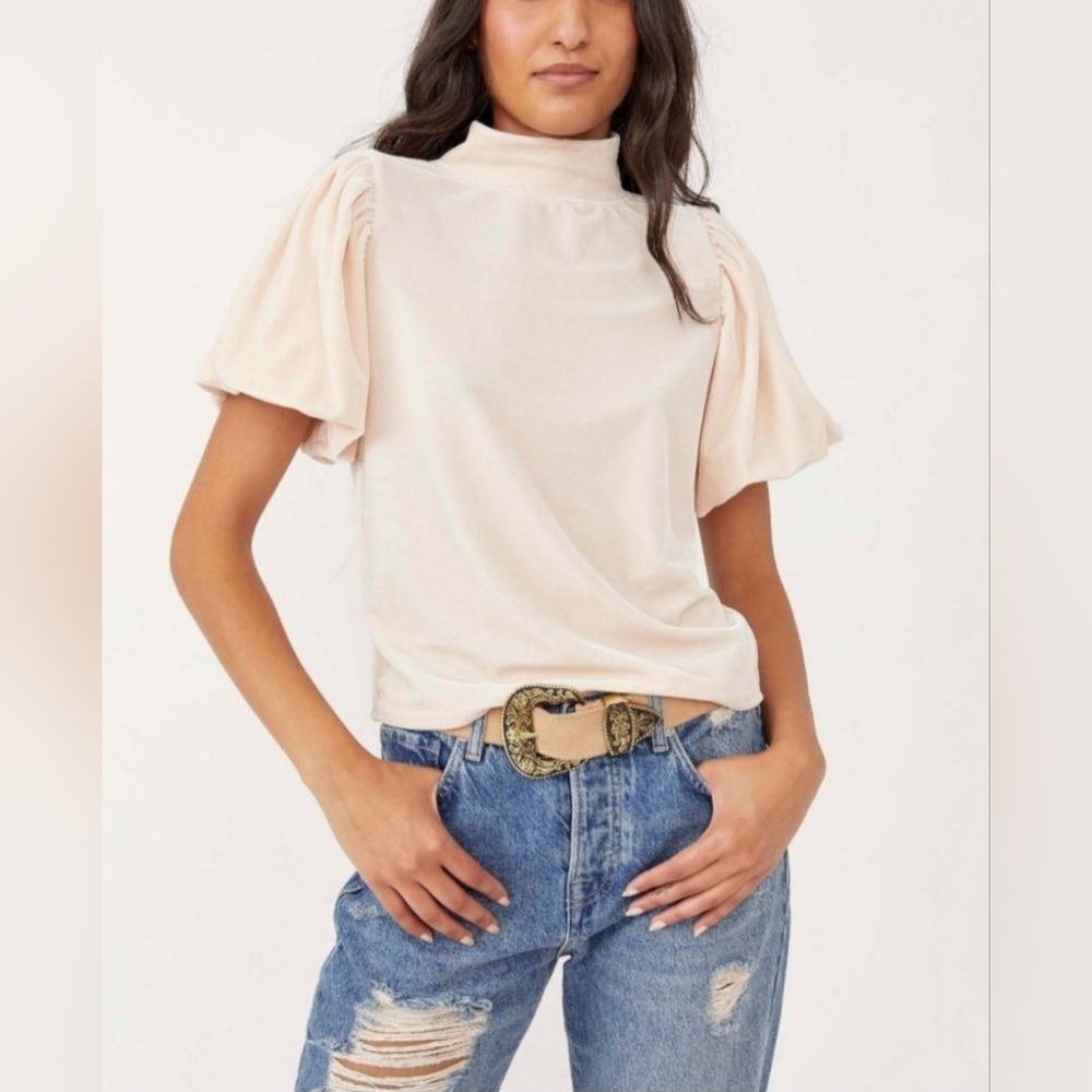 NWT Free People Claudia Tee / Champagne Toast XS